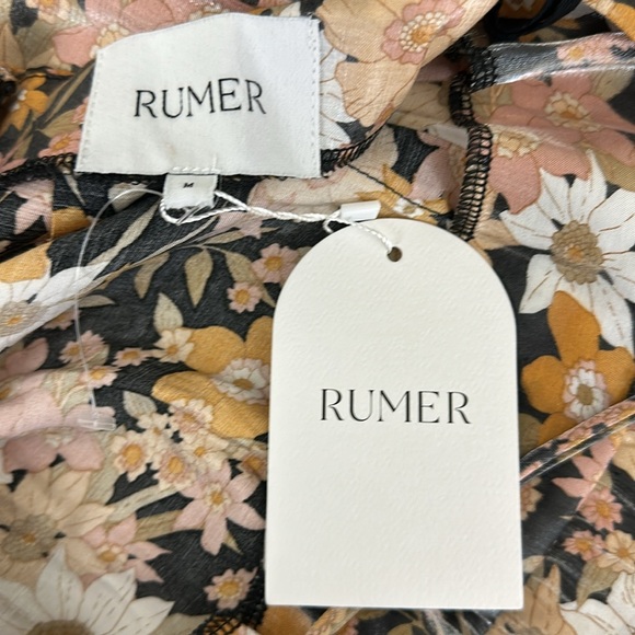 Revolve Rumer Paloma Mini Dress Black ShimmerFloral design Open Back Ruched Top - Picture 12 of 12